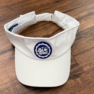 White Visor with Blue Embroidery